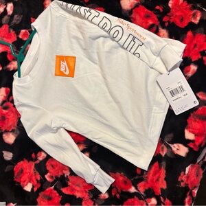 Nike White Long Sleeve with Orange Logo